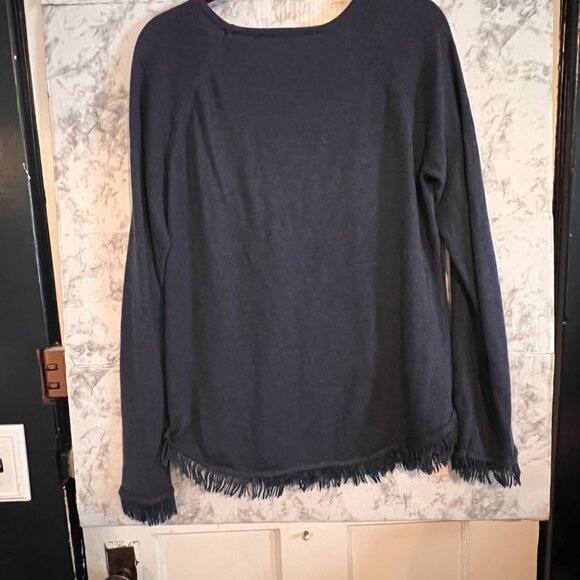 Ladies Project Sweater Size M Grey LIghtweight Fringe Detail Long Sleeve - Picture 2 of 6